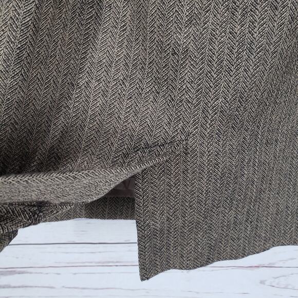 Harve Benard Women's Brown Wool Herringbone 2 Piece Top & Skirt Set Size 12 - Picture 10 of 12